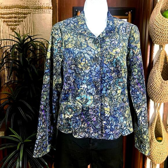 Vintage Canvasbacks Velvet Tapestry Blazer 4 USA Made Baroque Rhinestone Jacket - Picture 1 of 15